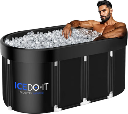 Upgrade 129 Gal XL Large Oval Ice Bath Tub for Athletes, Collapsible Cold Plunge Tub-Multiple Layered for Post-Exercise Recovery, Portable Bathtub for Home, Gyms, Indoor, Outdoor Use